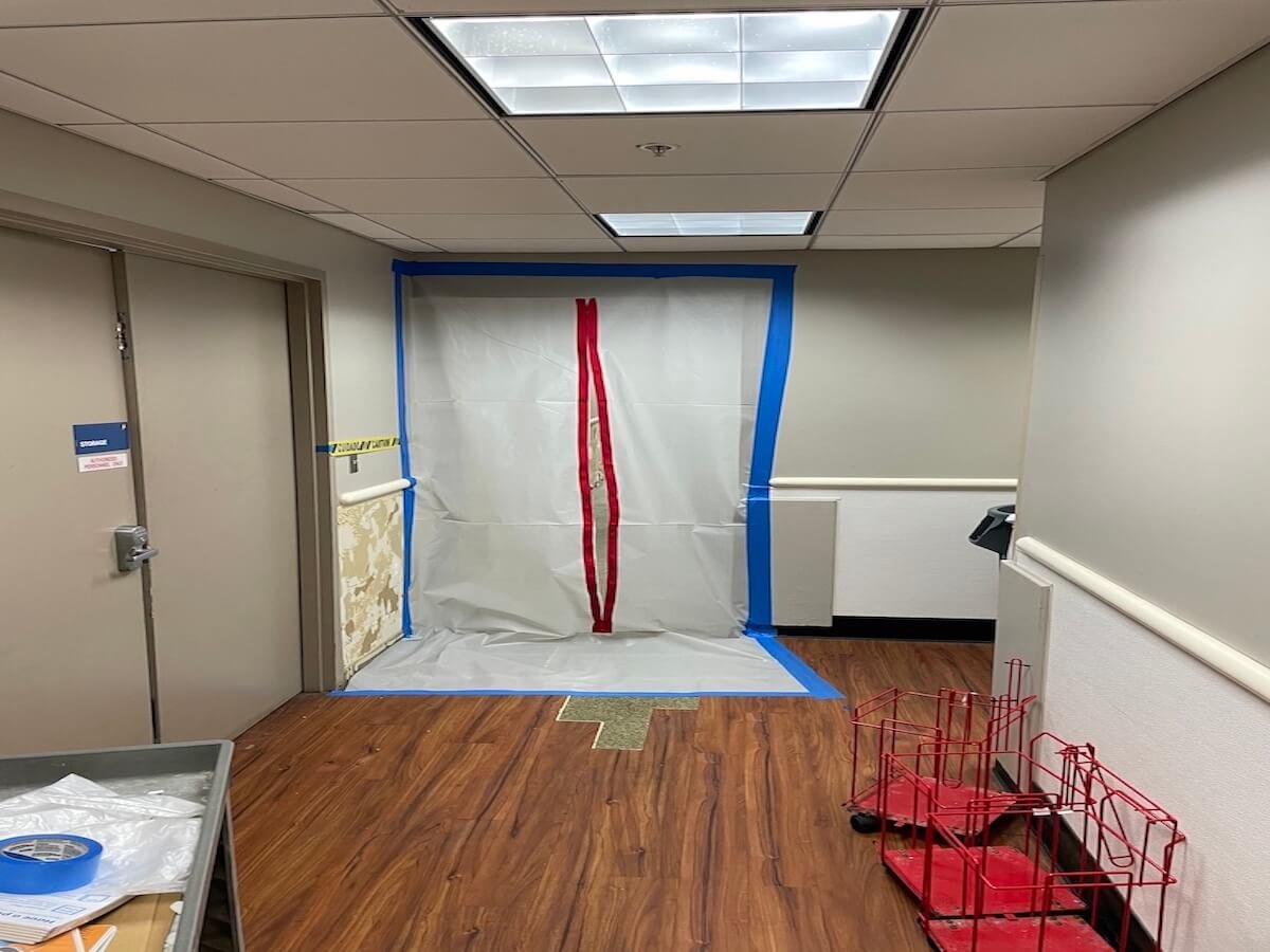 Professional mold remediation containment in a Chesapeake crawlspace