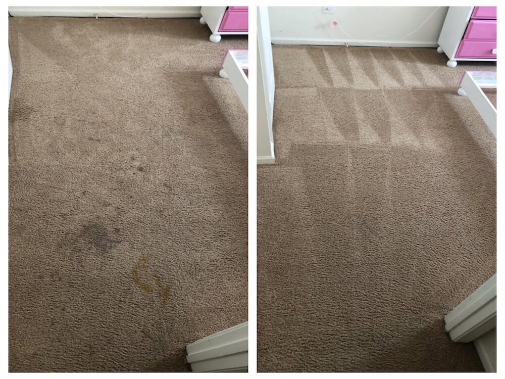 Before and after results of professional carpet cleaning showing health benefits.
