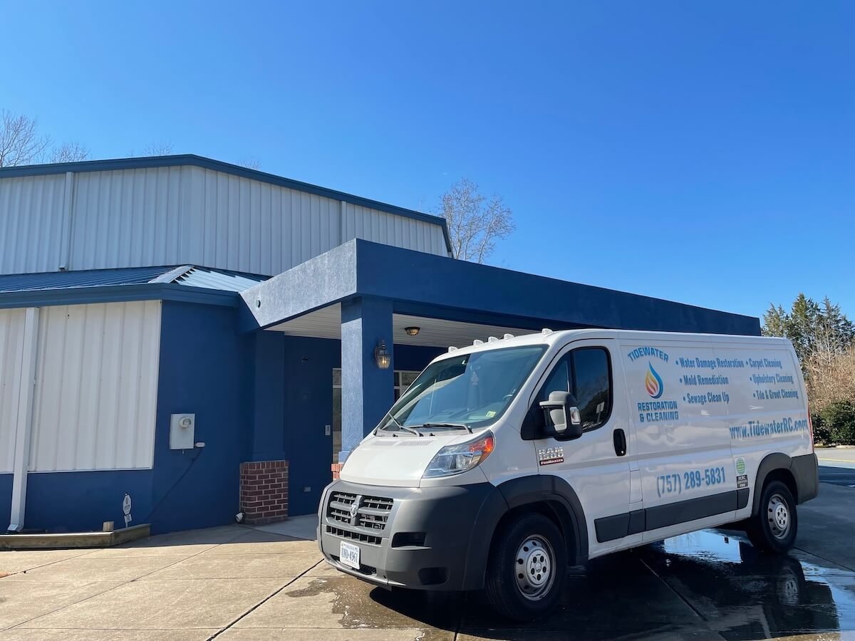 Emergency sewage backup cleanup van in Norfolk