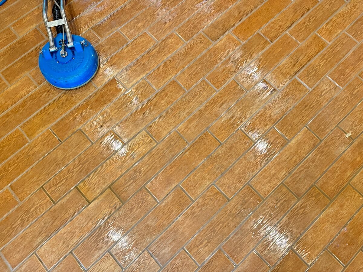 Deep cleaning tile and grout in a Virginia Beach kitchen